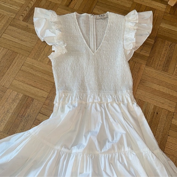 Sea New York phoebe cotton flutter sleeve white dress - Picture 5 of 7